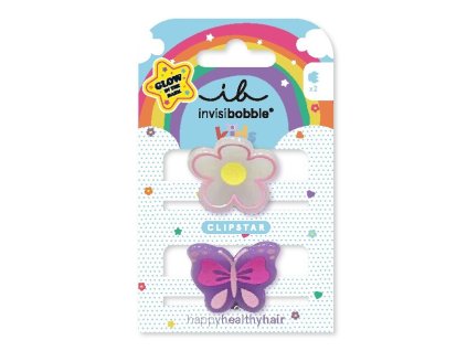 Invisibobble Skřipeček do vlasů Clipstar Glow Happy Flower 2 ks