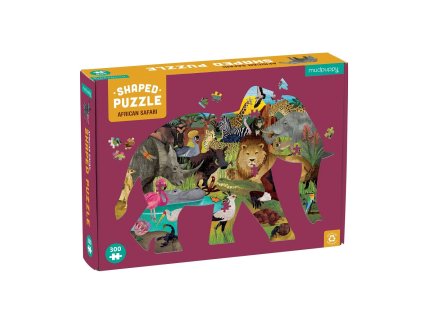 Mudpuppy Puzzle Africké safari ve tvaru slona 300 dílků