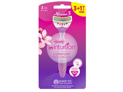 Wilkinson Sword Jednorázový holicí strojek pro ženy My Intuition Comfort Cherry Blossom 3 + 1 ks