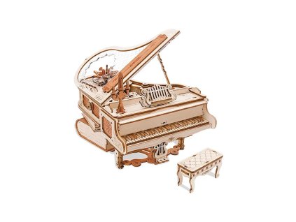 RoboTime 3D Dřevěná hrací skříňka Kouzelné piano (mechanický pohon)