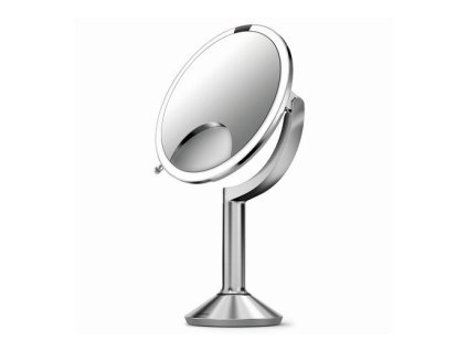 Simplehuman Dobíjecí kosmetické zrcátko Sensor TRIO s dotykovým ovládáním a LED osvětlením, 1x/5x/10x zvětšení (Varianta Matná nerez ocel)