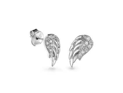AGAIN Jewelry Stříbrné náušnice Andělské křídlo s kubickými zirkony AJNS0007