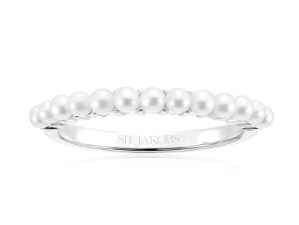 Sif Jakobs Půvabný stříbrný s pravými perlami Ellera SJ-R2869-P (Obvod 58 mm)