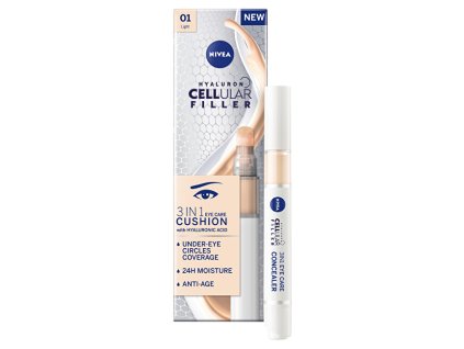 Nivea Tónovací oční krém v houbičce 3v1 Hyaluron Cellular Filler (3 in 1 Eye Care Concealer) 4 ml