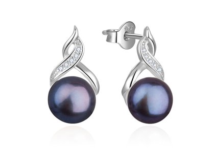 beneto luxusni nausnice s pravymi tmavymi perlami agup2616p black 14786500142948