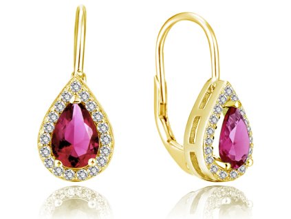 beneto pozlacene nausnice s ruzovymi zirkony aguc2230 gold 14730247095135