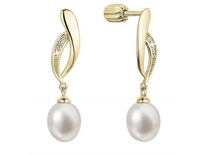 evolution group elegantni pozlacene nausnice s ricni perlou a zirkony 21103 1b 14938956105108