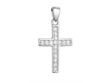 evolution group modni stribrny privesek vyrazny krizek se zirkony bily 14024 1 14964824120032