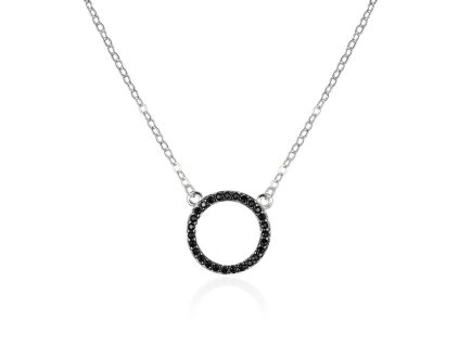 agato stribrny nahrdelnik s cernymi zirkony krouzek agt n004bk 14979071083851