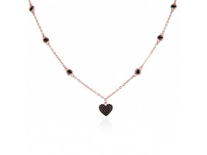 agato stylovy bronzovy nahrdelnik s cernymi zirkony ags1583 47 bk rose 14964567072450