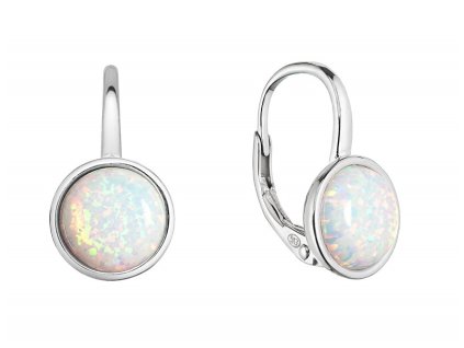 evolution group stribrne visaci nausnice s bilym syntetickym opalem 11466 1 white 14964295091347