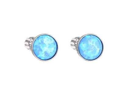 evolution group stribrne nausnice se svetle modrym syntetickym opalem 11001 3 lt blue 14989700112923