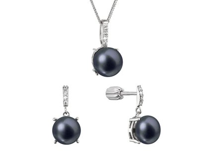 evolution group stribrna sada se zirkony a perlami pavona 29072 3b black nausnice retizek 14938828115312