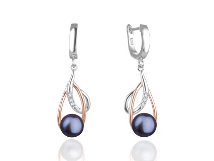 beneto luxusni bicolor nausnice s pravymi tmavymi perlami aguc2676p dark blue 14820817141725