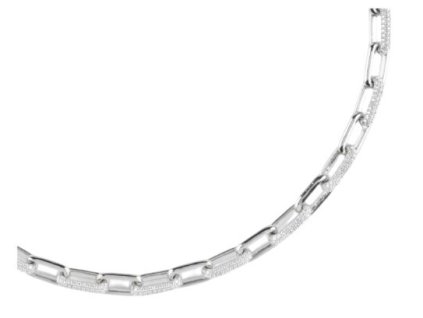 Guess Výrazný stříbrný náhrdelník s kubickými zirkony Nuances JSBN04589JWRHT/U (Délka 44,5 cm)