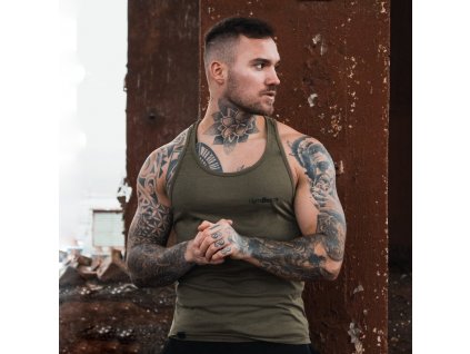 Tílko Stringer Tank Top Heather Olive Green - GymBeam