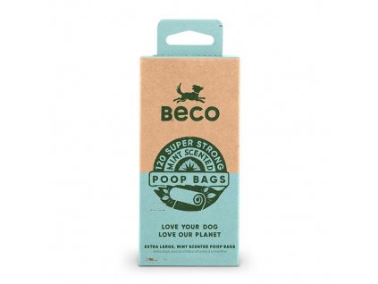 Sáčky na exkrementy Beco, 120 ks, s peprmintovou aroma, z recyklovaných materiálů