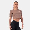 Dámské tričko Crop Top Minimalist Logo Brown - NEBBIA