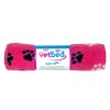 Vetbed protiskluz / Drybed růžová černé a bílé packy DELUXE 100 x 75 cm, vlas 30 mm