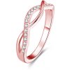 Beneto Růžově pozlacený stříbrný prsten s krystaly AGG191