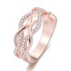 Beneto Růžově pozlacený stříbrný prsten se zirkony AGG333