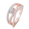 Beneto Růžově pozlacený stříbrný prsten se zirkony AGG331