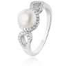 Beneto Stříbrný prsten s krystaly a pravou perlou AGG205