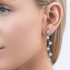 AGAIN Jewelry Dlouhé stříbrné náušnice Hvězdy se zirkony AJNS0052