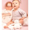 Doudou Dárková sada Plyšový medvídek s úchytem na dudlík a dečkou růžový 20 cm