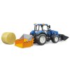 Bruder Traktor New Holland T5.120 s čelním nakladačem, korbou, vidlemi a kulatým balíkem