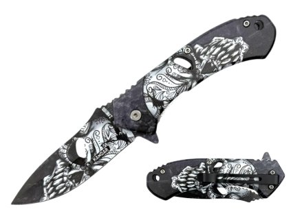 2033 kandar skladaci nuz skull blackwhite