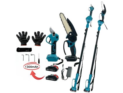 ARKIDA FC-15 Multifunkcní Aku sada 3v1 Aku řetězová pila 6" + AKU nůžky + Teleskop + 2x1.3Ah baterie+nabíječka+příslušenství