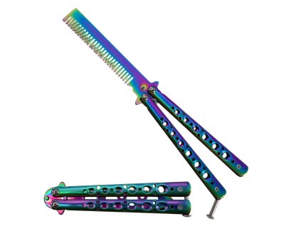 Motýlek nůž Hřeben  rainbow (tréninkový)