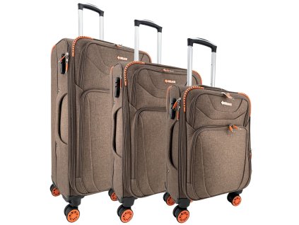 ORLACS 2025-1 Textilní cestovní kufr na 4 kolečkach, hnědá