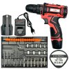 NAKIDA CJ-5712 Aku vrtačka 12V 1,5 Ah 2xnáhradní baterie+ příslušenství/červena