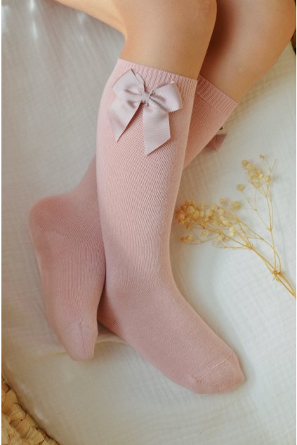 Podkolienky s mašľou - Ružová