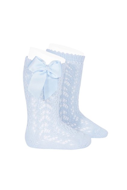 Háčkované podkolienky s mašľou - Baby Blue