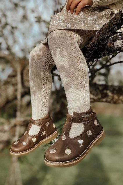 Pančušky s háčkovaním - Light Beige