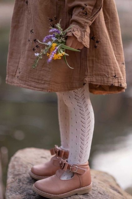 Perle pančušky s háčkovaním - Light Beige