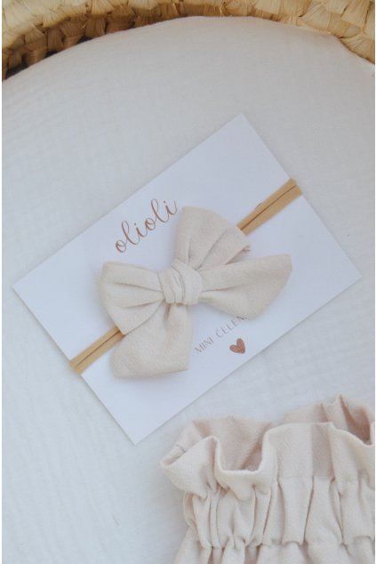 MINI čelenka mašľa - Light Beige