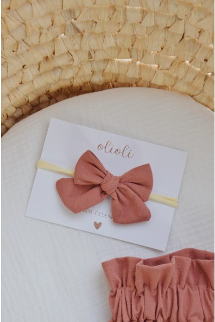 MINI čelenka mašľa - Clay Pink