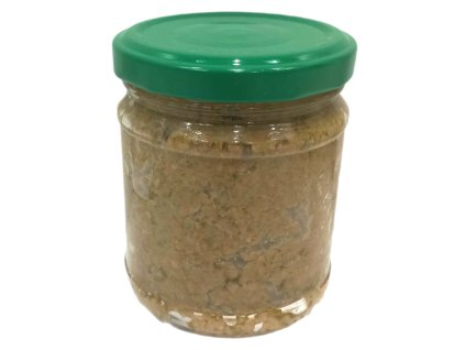 Zöld görög Halkidiki paszta üvegben zöld kupakkal, prémium olívabogyóból darálva