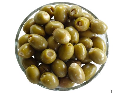 Fokhagymával töltött görög prémium minőségű Halkidiki mammooth méretű zöld olajbogyók kupaca