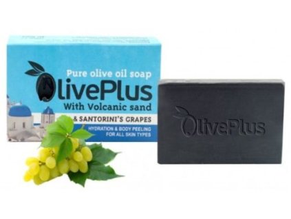 Olíva szappan Santorini i vulkáni homokkal és szőlő kivonattal, fekete színű