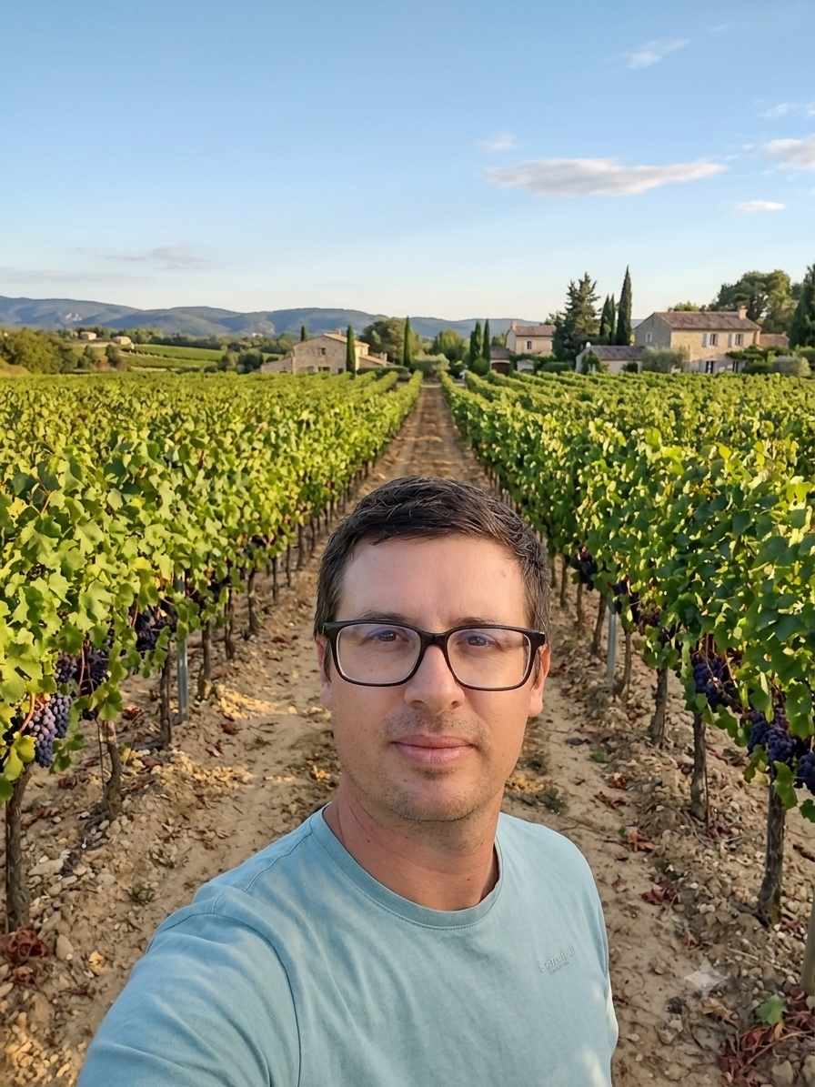 Lukáš — zakladatel Olivete.cz ve vinicích Provence