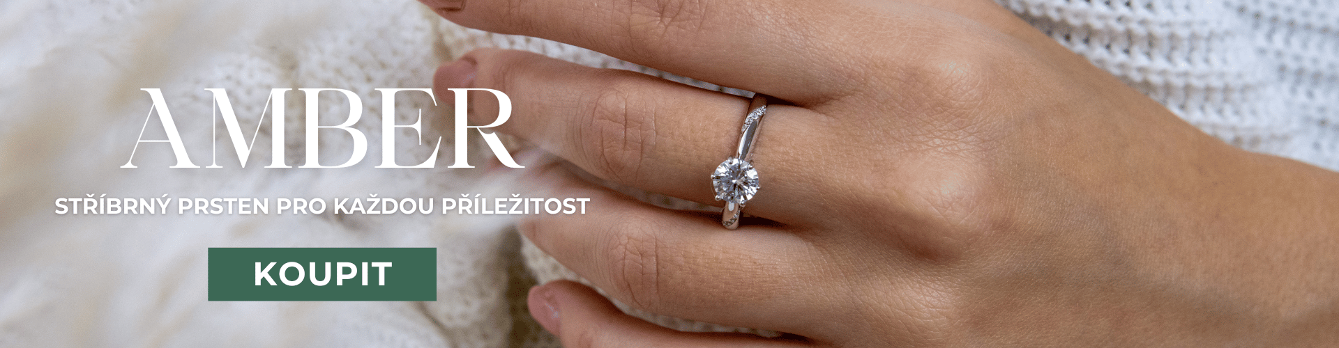 Amber stříbrný prsten