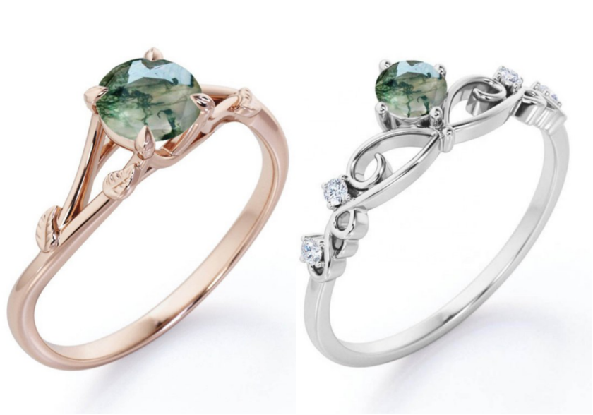 Prsteny s mechovým achátem - OLIVIE.cz