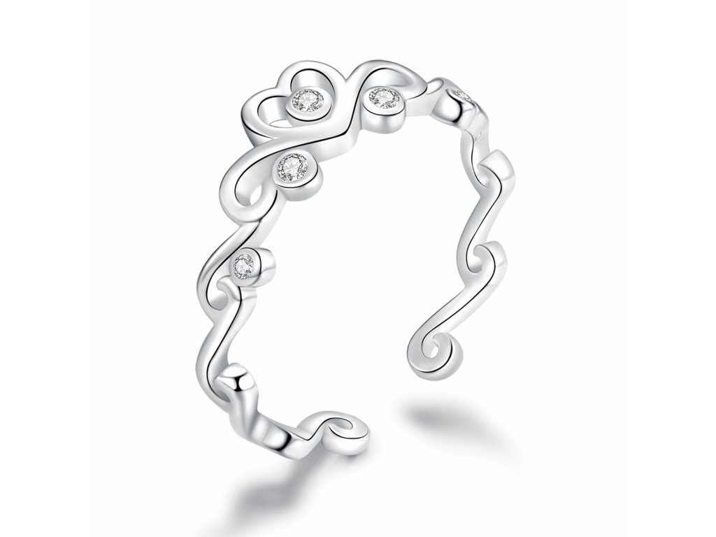 Stříbrný prsten LÁSKA, nastavitelná velikost. OLIVIE.