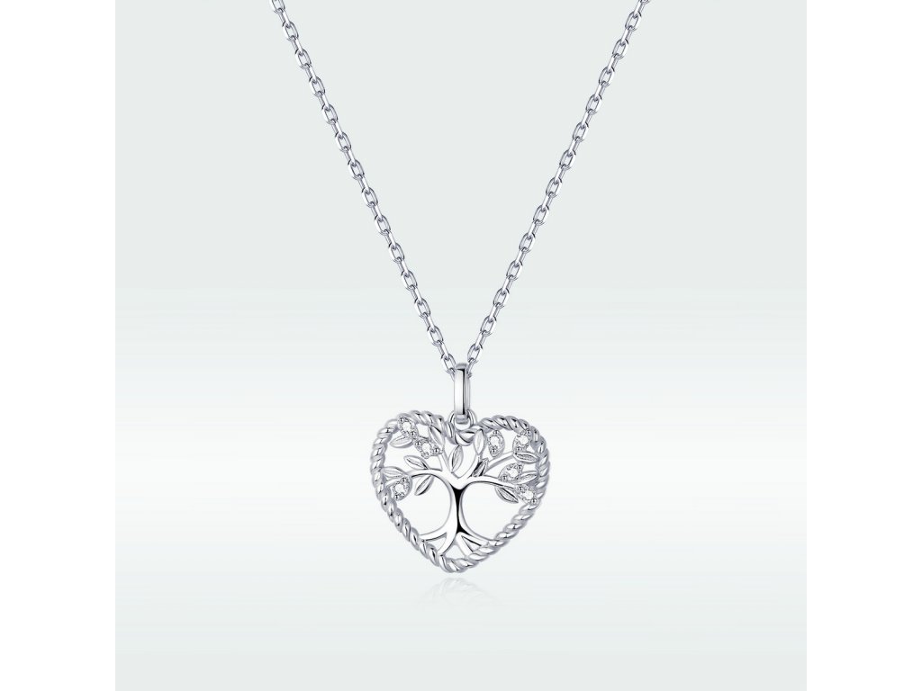 5012 Stříbrný náhrdelník STROM ŽIVOTA V SRDCI Ag 925; ≤2 g. - Stříbrné  šperky OLIVIE