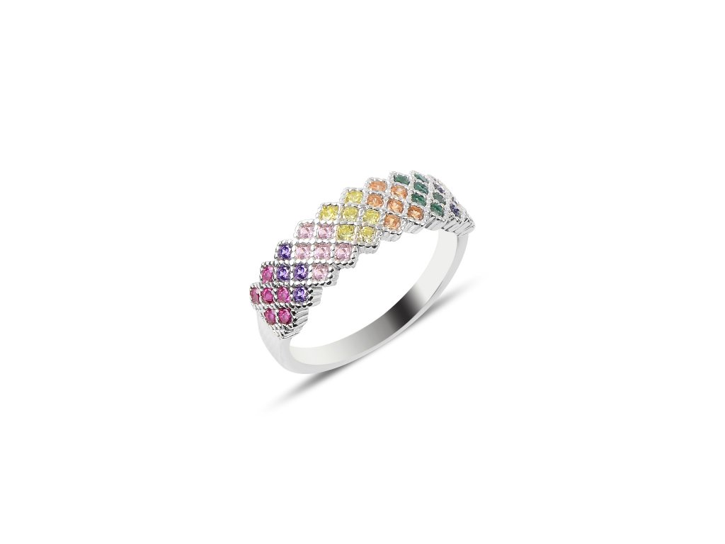 Stříbrný prsten COLORS - barevné zirkony